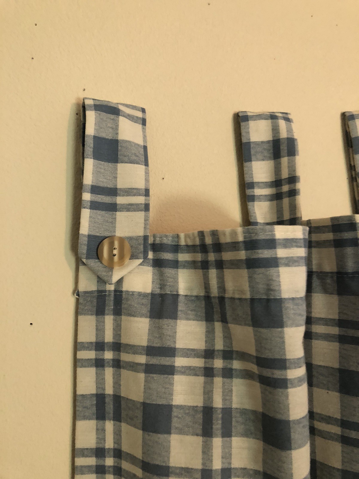 Cottagecore Set Of Curtains Blue White Plaid Ruffled Tab Top Each 80”L x 46”W