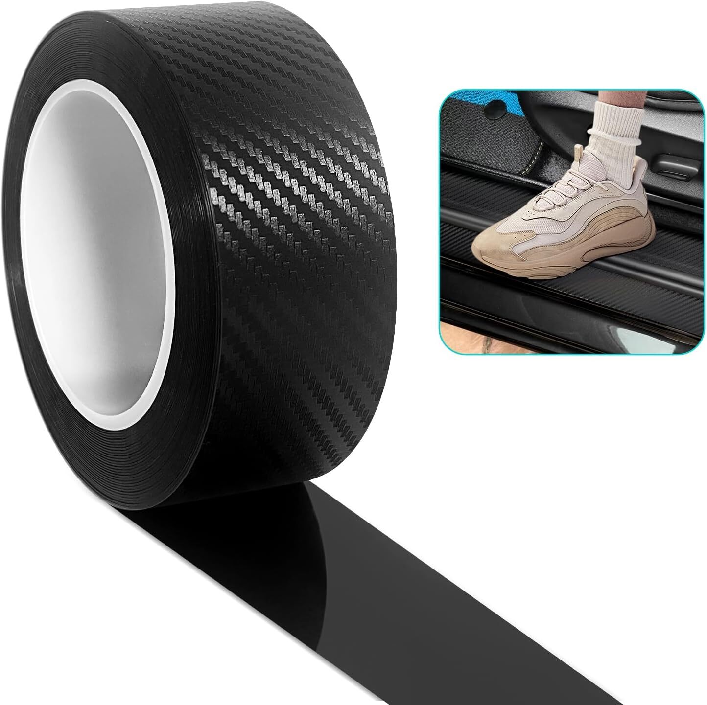 Black Carbon Fiber Wrap (4In X 33Ft) 5D Carbon Anti-Collision Window Sill Bumper