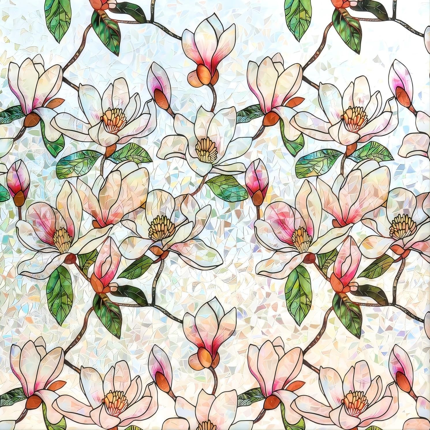 Stained Glass Window Film 17.5″x78.7″ Rainbow Privacy Static Cling Heat