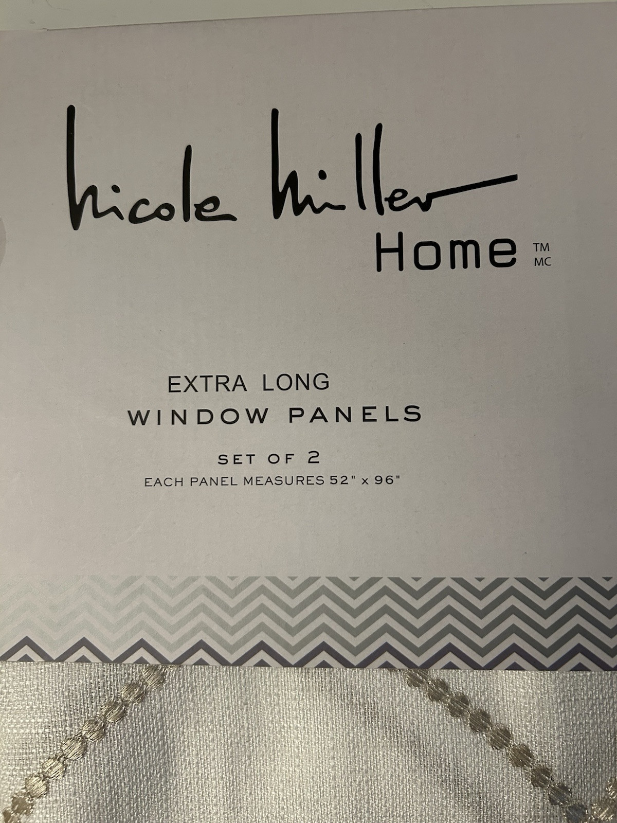 NEW Nicole Miller 2 Rod Pocket Gold Metallic Window Curtain Panels 52”x96”