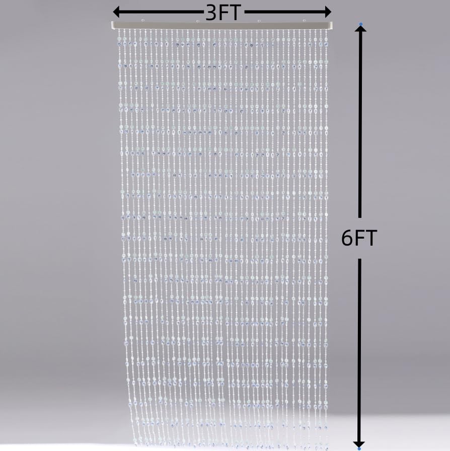 Beaded Curtains String Curtain Wall Panel Window 36″W x 72″L (Pack of 1) Blue