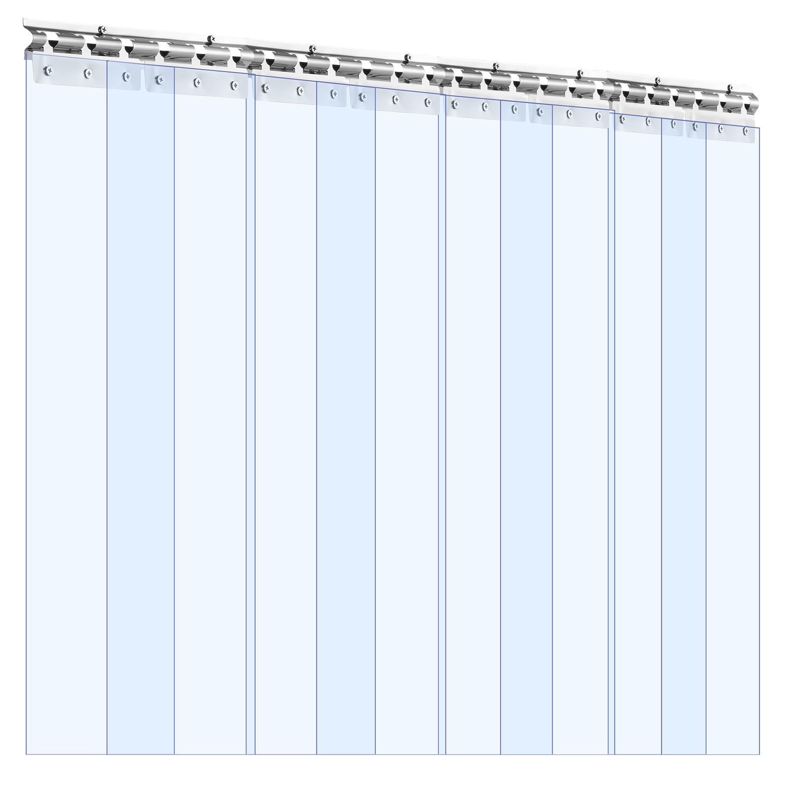8-Pc Clear PVC Door Strips 84in H x 48in W, 0.08in Thick, Weather-Resistant