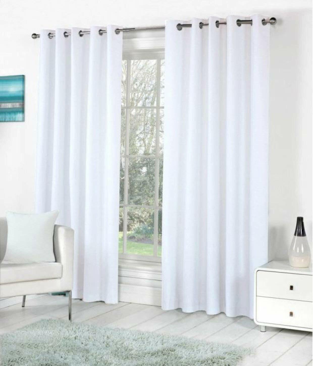 New Polyester 2 Piece Door Curtain Set – White, 4 x 7 ft.