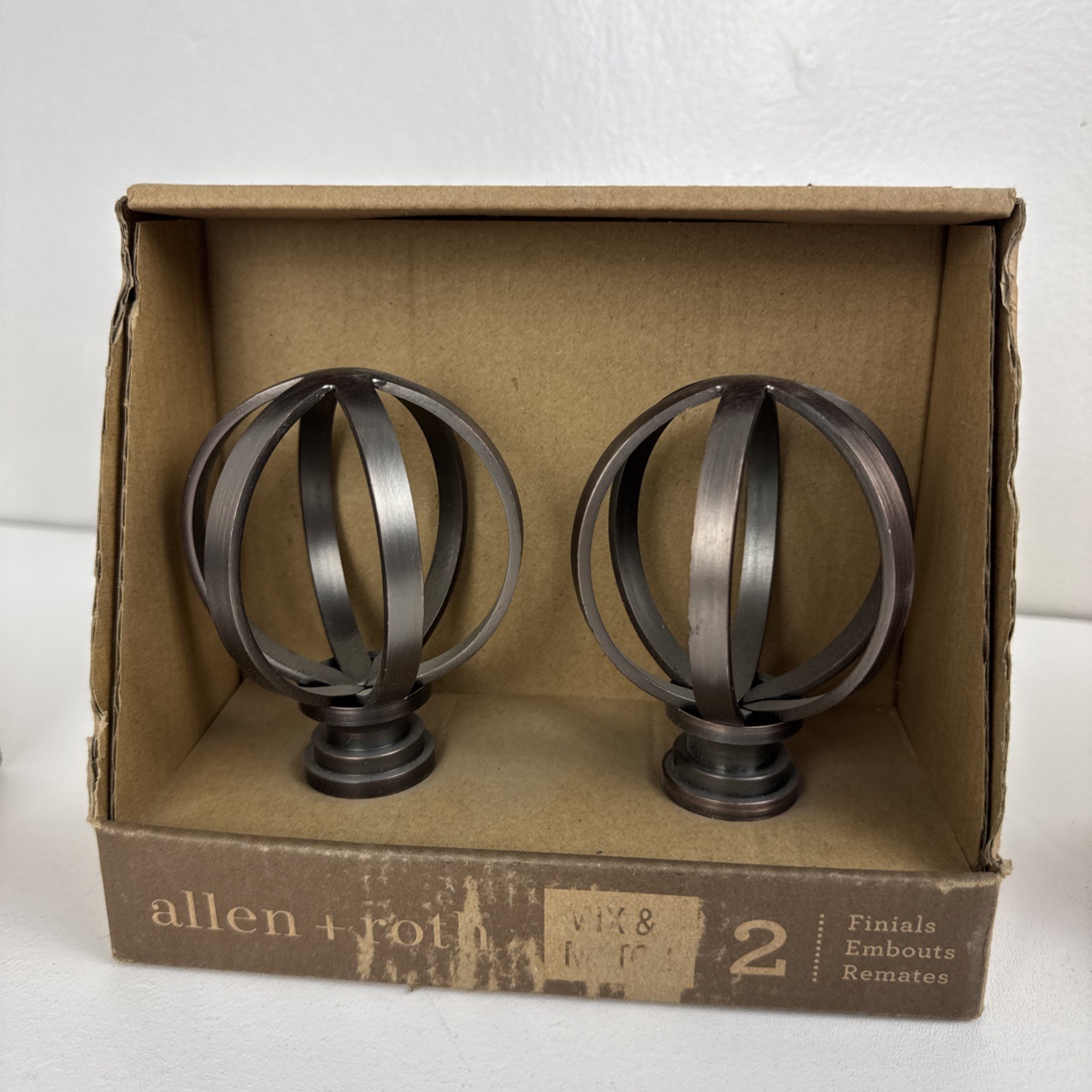 6 Count Allen + Roth Finials For Curtain Rods Decorating Bronze & Gold Finish