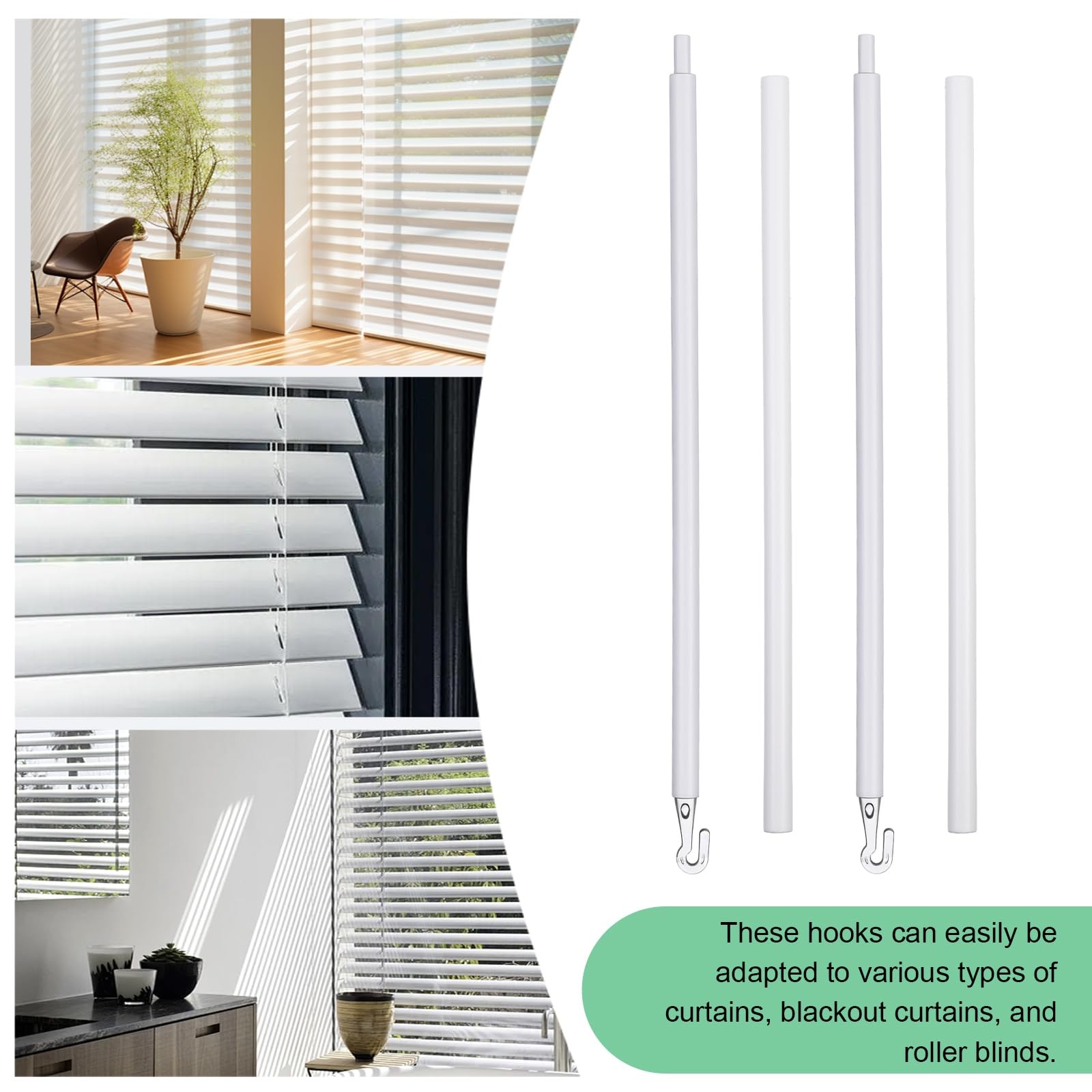 2Pair Detachable Blind Wand Plastic Blind Rods 24 Inches Blinds Tilt Wand (Af…