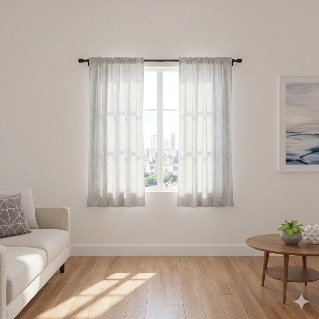 H VERSAILTEX Light Gray Linen Blend Curtain Panels 29″x36″ 2 Panel Pocket Drapes