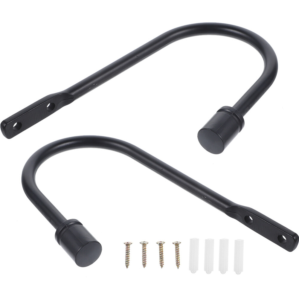 2PCS U Shaped Curtain Holdbacks Hook Wall Mount Metal Decor Decorate Black