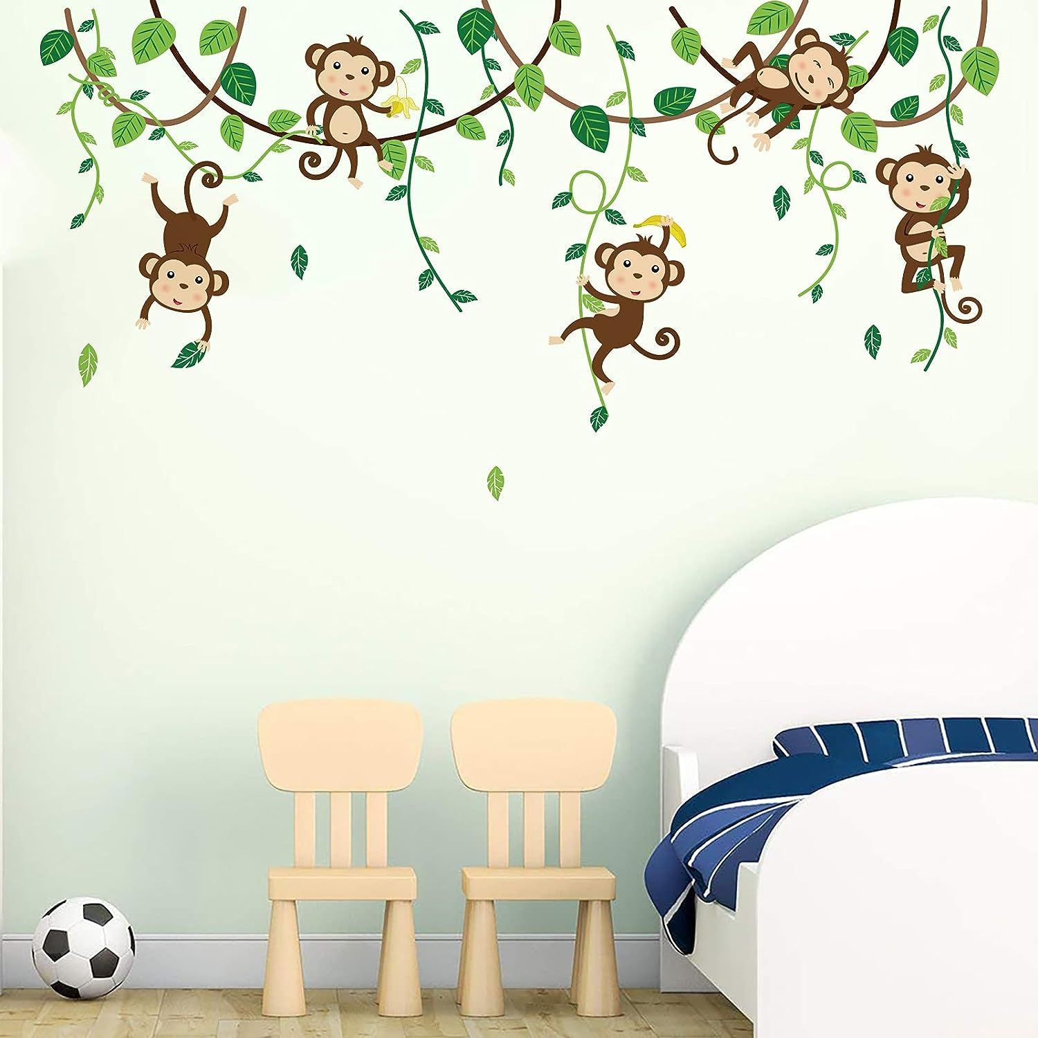 decalmile Monkey Climbing Tree Wall Decals Jungle Animals Stickers A