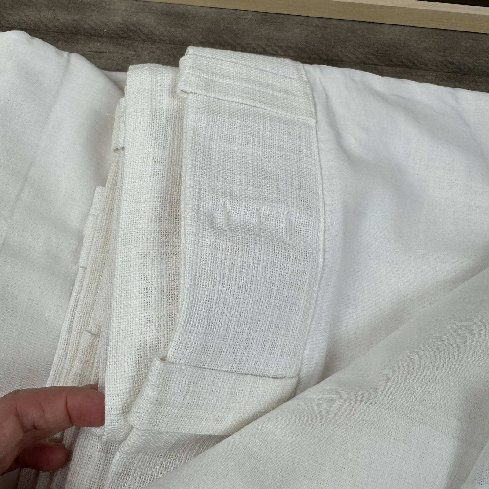 Pottery Barn Seaton Textured Cotton Curtain Drape 100”x84” White Cotton Lined OB
