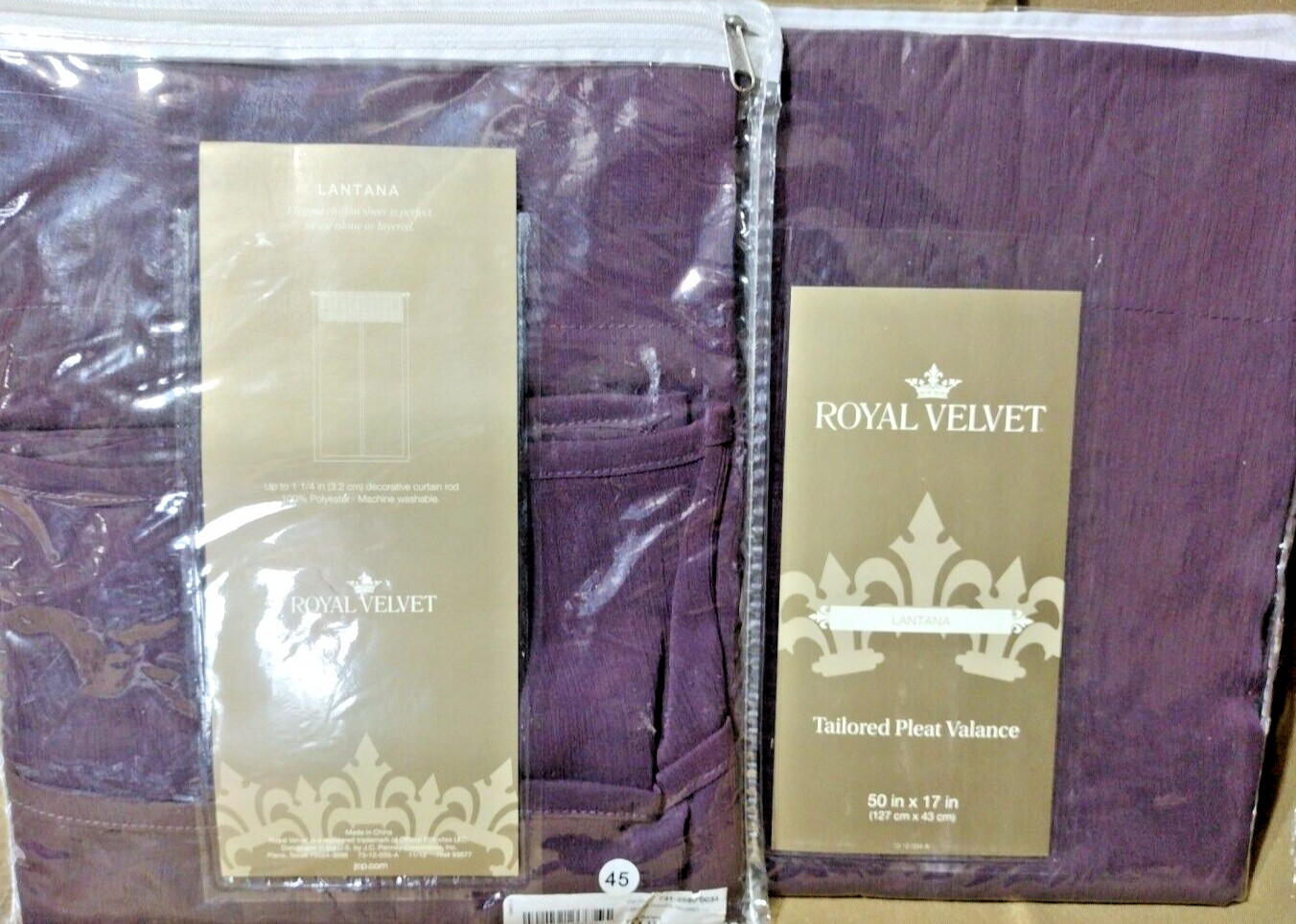 JCP, Royal Velvet (Tailored Valance) Lantana Dark Raisin, 50″x17″ NWT