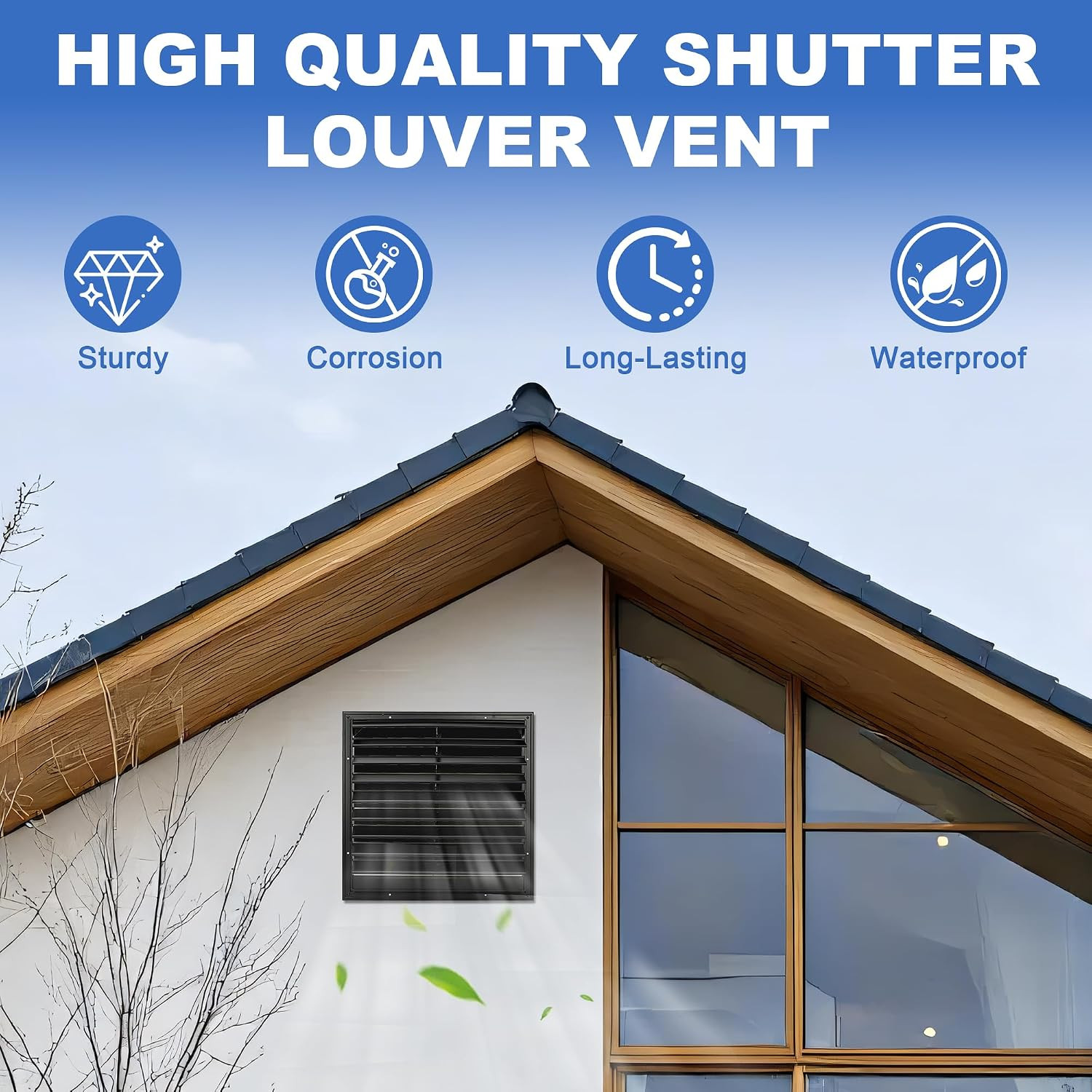 18 Inch Automatic Gravity Shutter Louver Vent, Aluminum Exhaust Shutters Louver