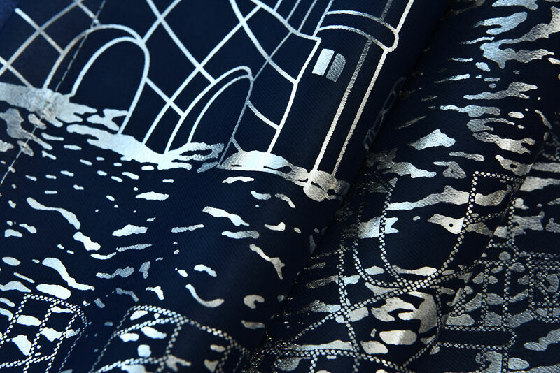 Water Castle Silver Plating Blockout Dark Blue Cloth Curtains Sheer 1 Panel 96″