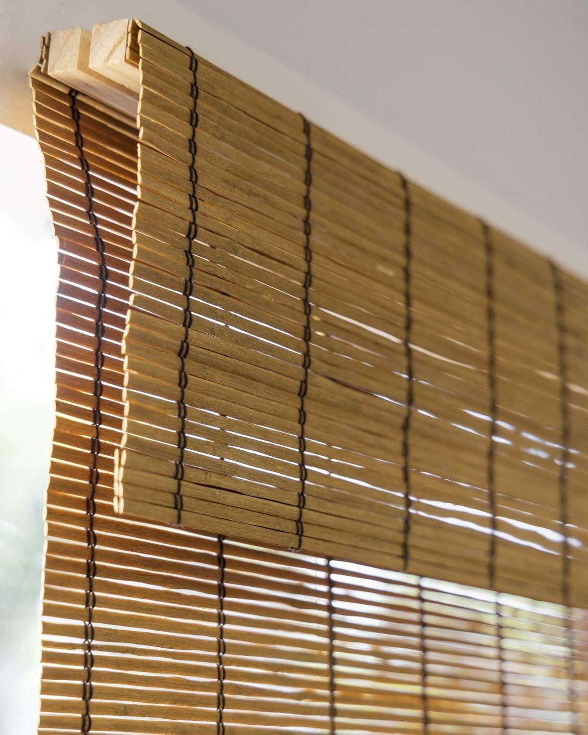 Natural Bamboo Cordless Window Shade for Cozy Boho Coastal Decor, 34″ x 64″