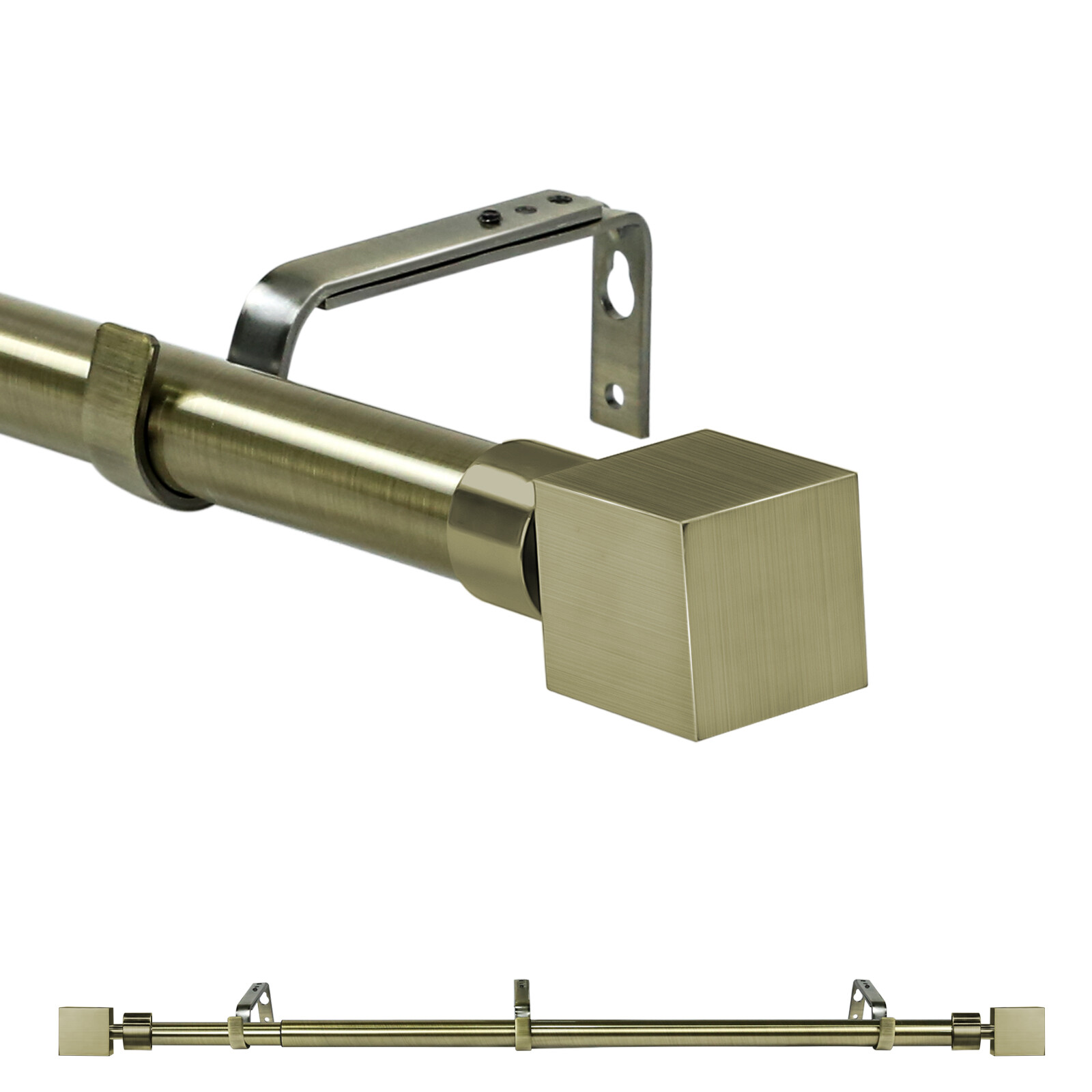 1″ Wright Adjustable Single Drapery Curtain Rod, 28”-48″/48″-84″/84″-120″