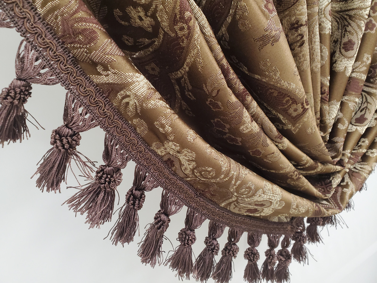 Paris Jacquard Damask Curtain 52″x84″ Panel or Fringe Valance Shirred to 30Wx22L