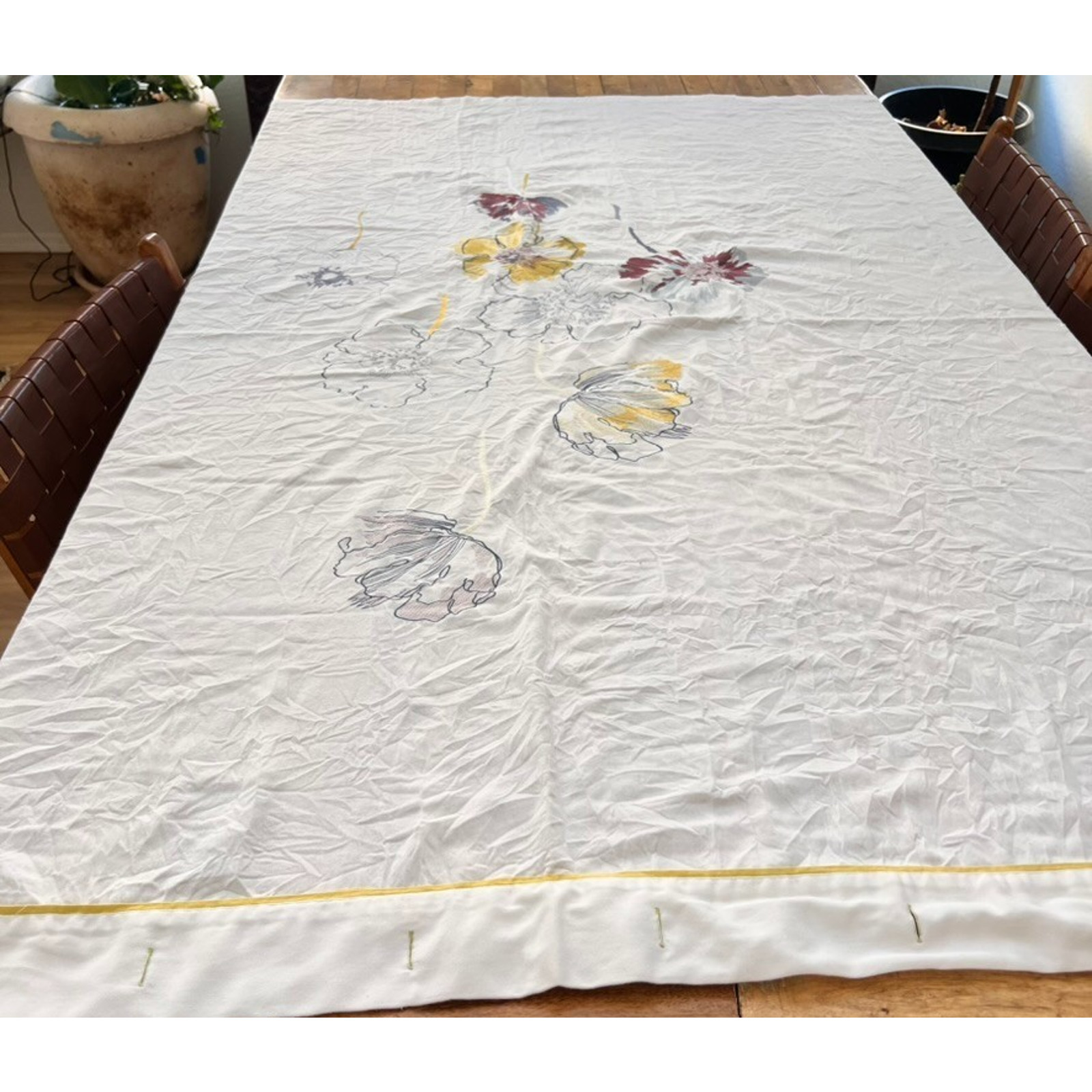 Cynthia Rowley Window Curtain Panel 67″ x 68″ Colorful Embroidered Floral Design