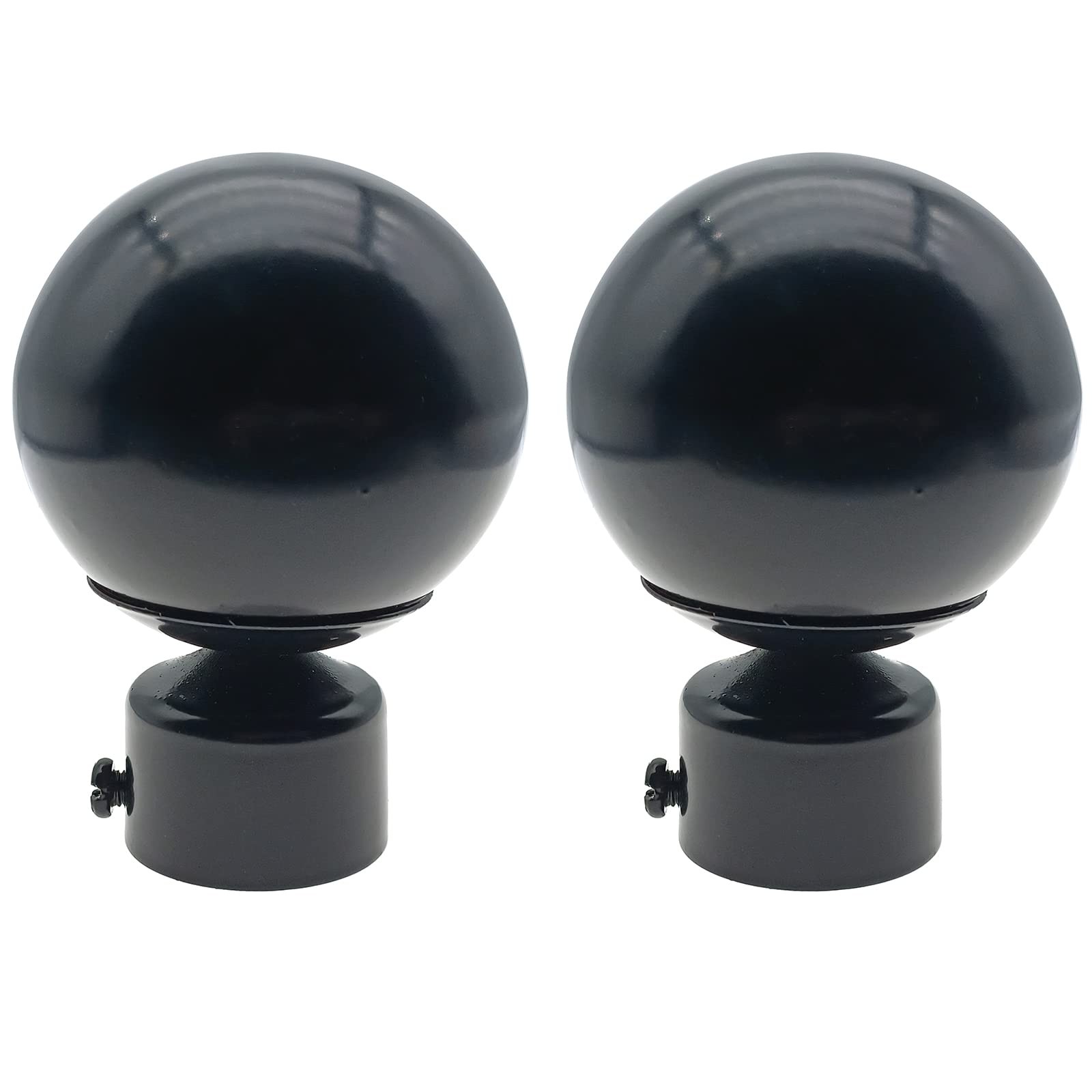 4 PCS Black Metal Curtain Rod Caps Adjustable Screw for 2022mm Rods Tool