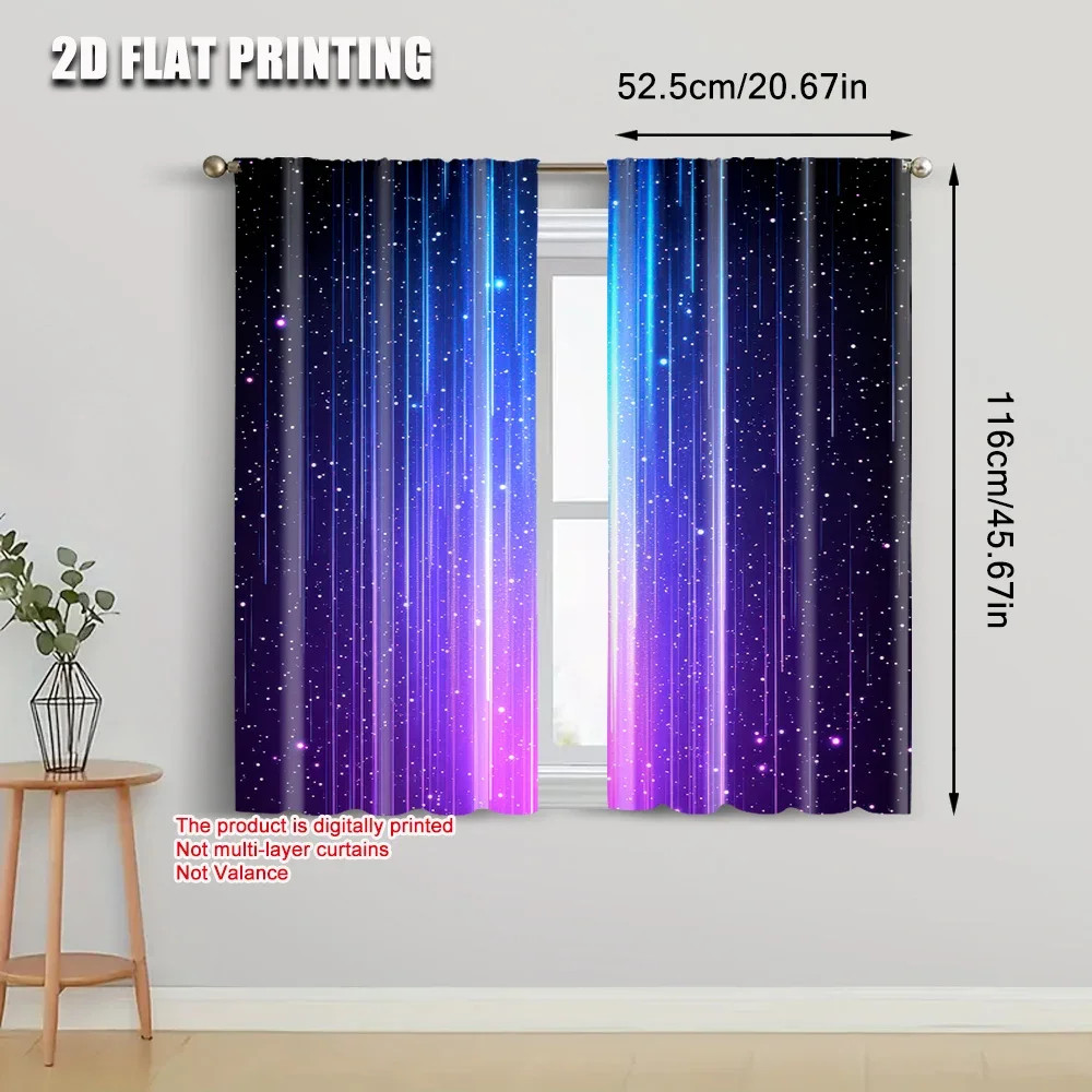 2Pcs Galaxy Star Space Blackout Curtains Blue Purple Cosmic Polyester Curtains f