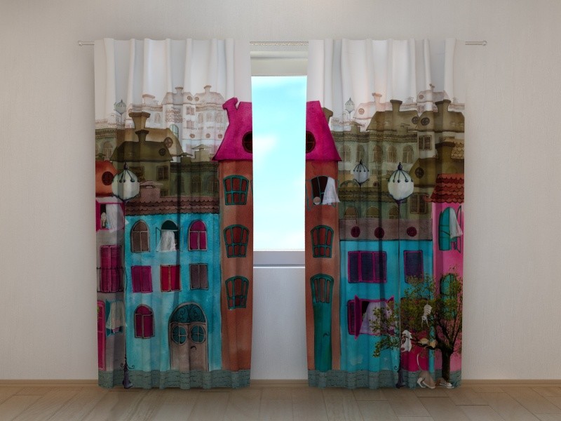 Colorful Street Curtain & Blind for Bedroom – Custom Size, Perfect Fit Room