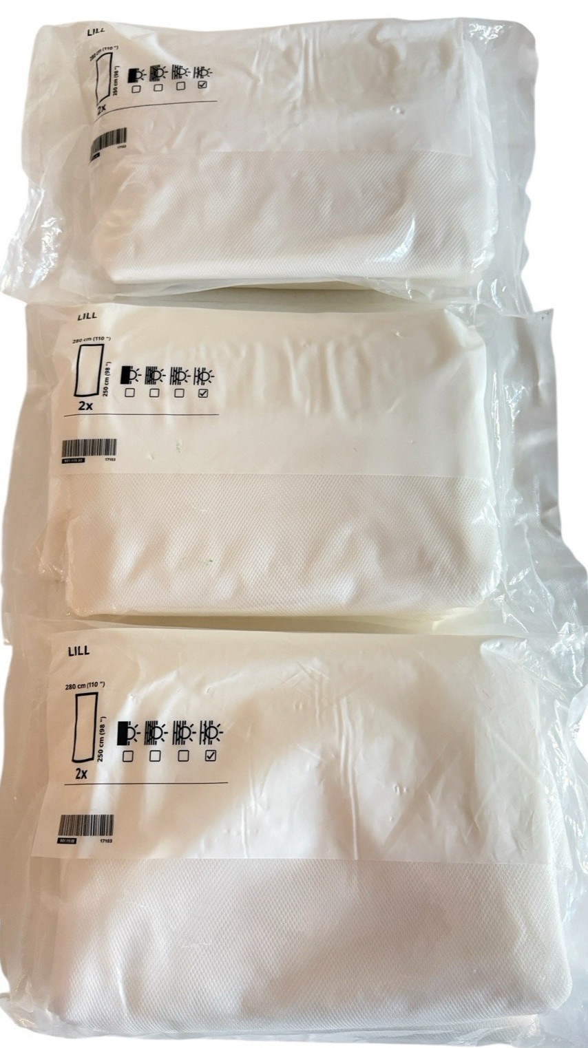 New IKEA Lill Sheer White 110”x98”Curtain Panels 3 Packs 6 Panels
