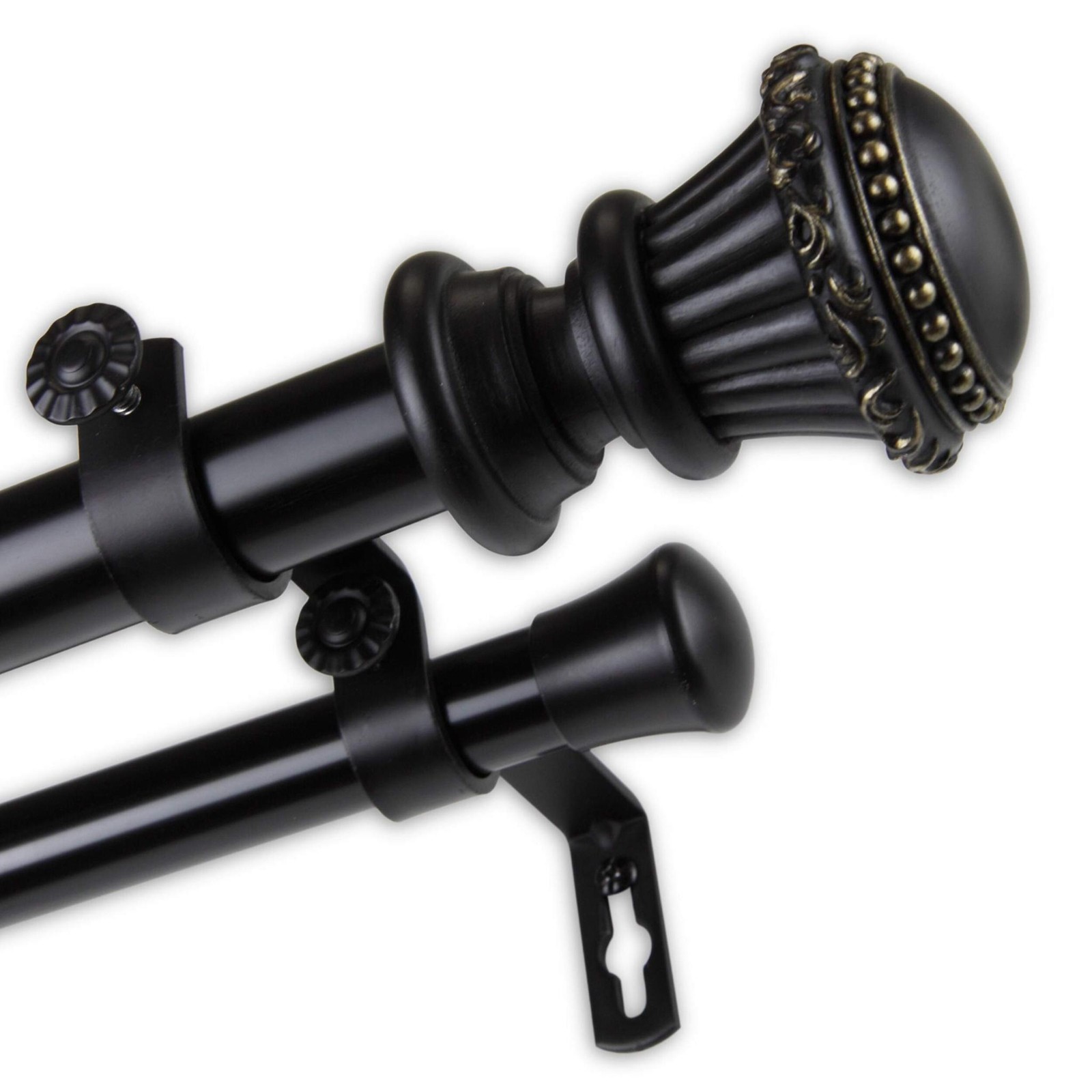 InStyleDesign Trinity 1 inch Diameter Adjustable Double Curtain Rod Satin Nickel
