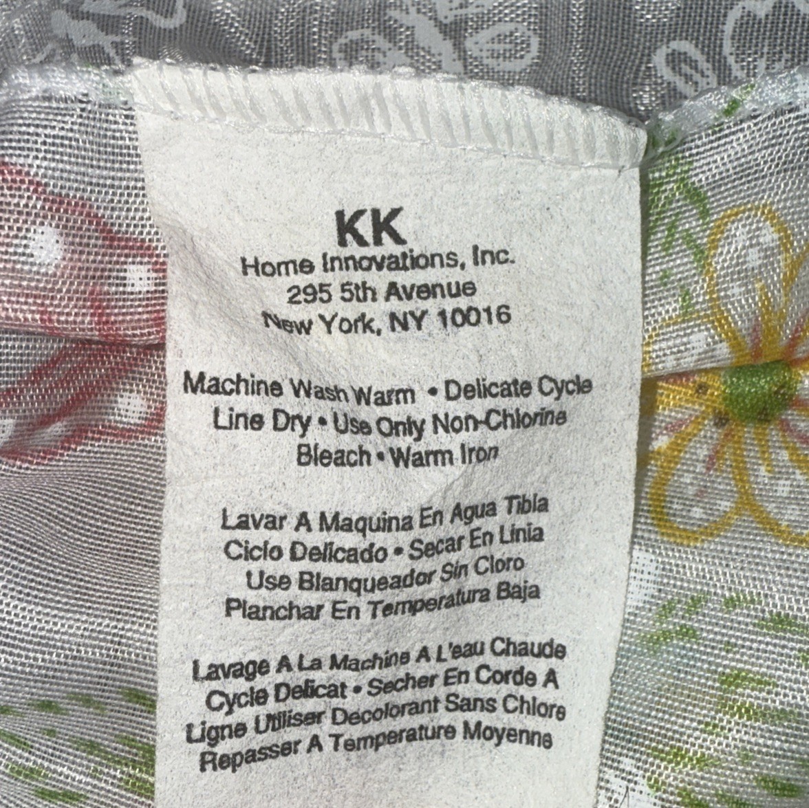 VTG KK Home Innovations Pair White Window Curtain Panels Floral Butterfly 48X11