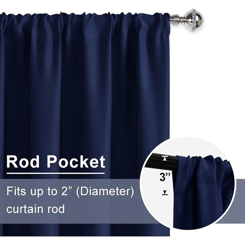 Blackout Curtains Thermal Insulation Noise Reduction Easy Care 2 Panels Tiebacks
