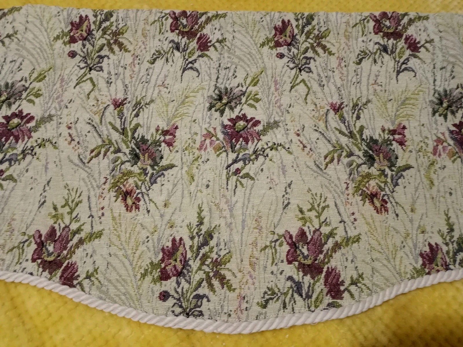 3) Tapestry Style Window Valances Floral Corded Scalloped ~52″ X 18″