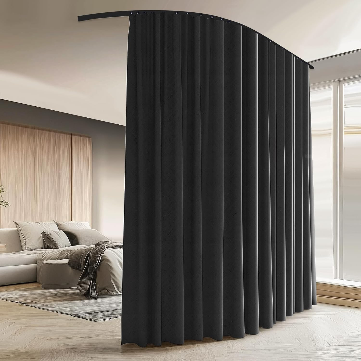 Room Divider Curtains with Ceiling Curtain Track Set Window Curtain