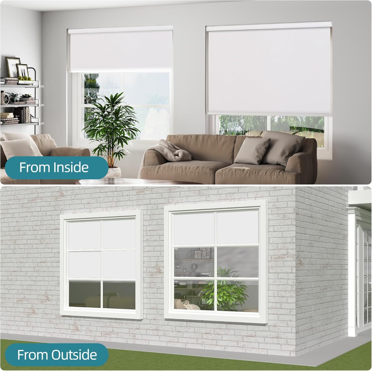 Changshade Blackout Window Blinds Cordless Roller Shade Roll-up Shade Easy Fit