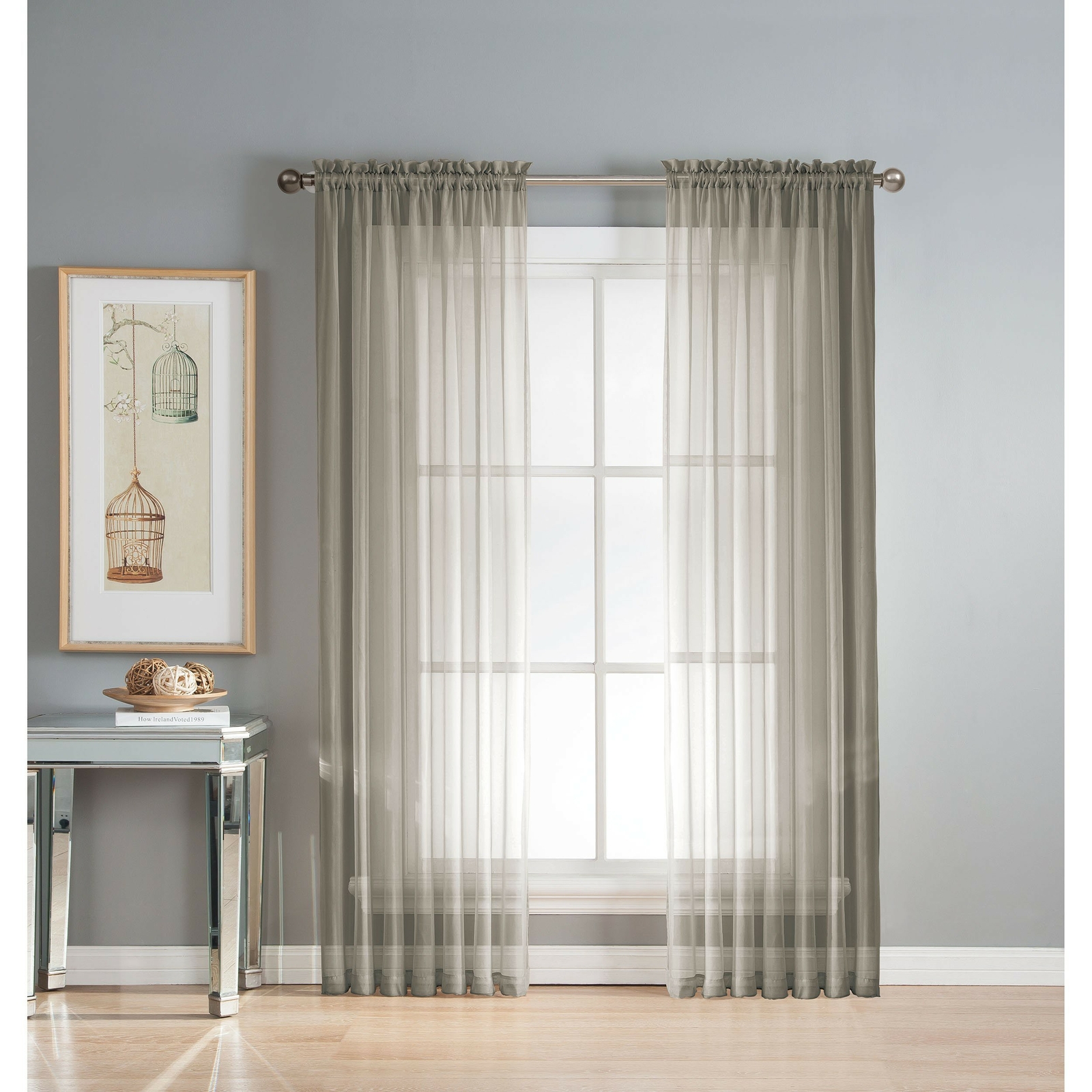 Window Elements Diamond Sheer Voile Extra Wide 56 x 95 in. Rod Pocket Curtain…