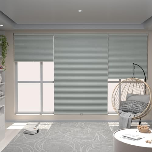 Cordless Blackout Window Blinds & Shades 24″W x 50″H Color-coordinated Grey