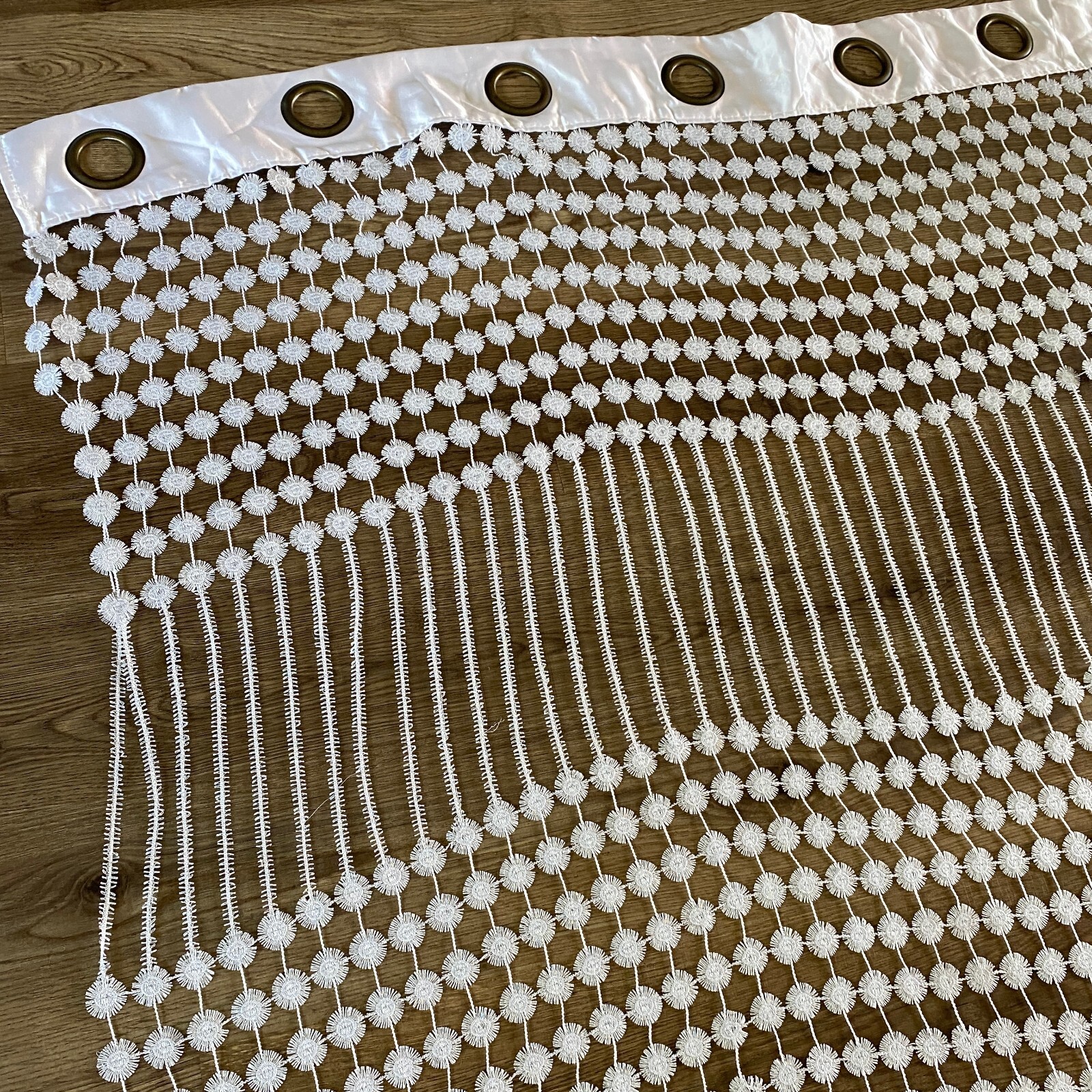 Silver Gray Boho Macrame Crochet Lace Sheer Curtain Panels Set of 2 82×55