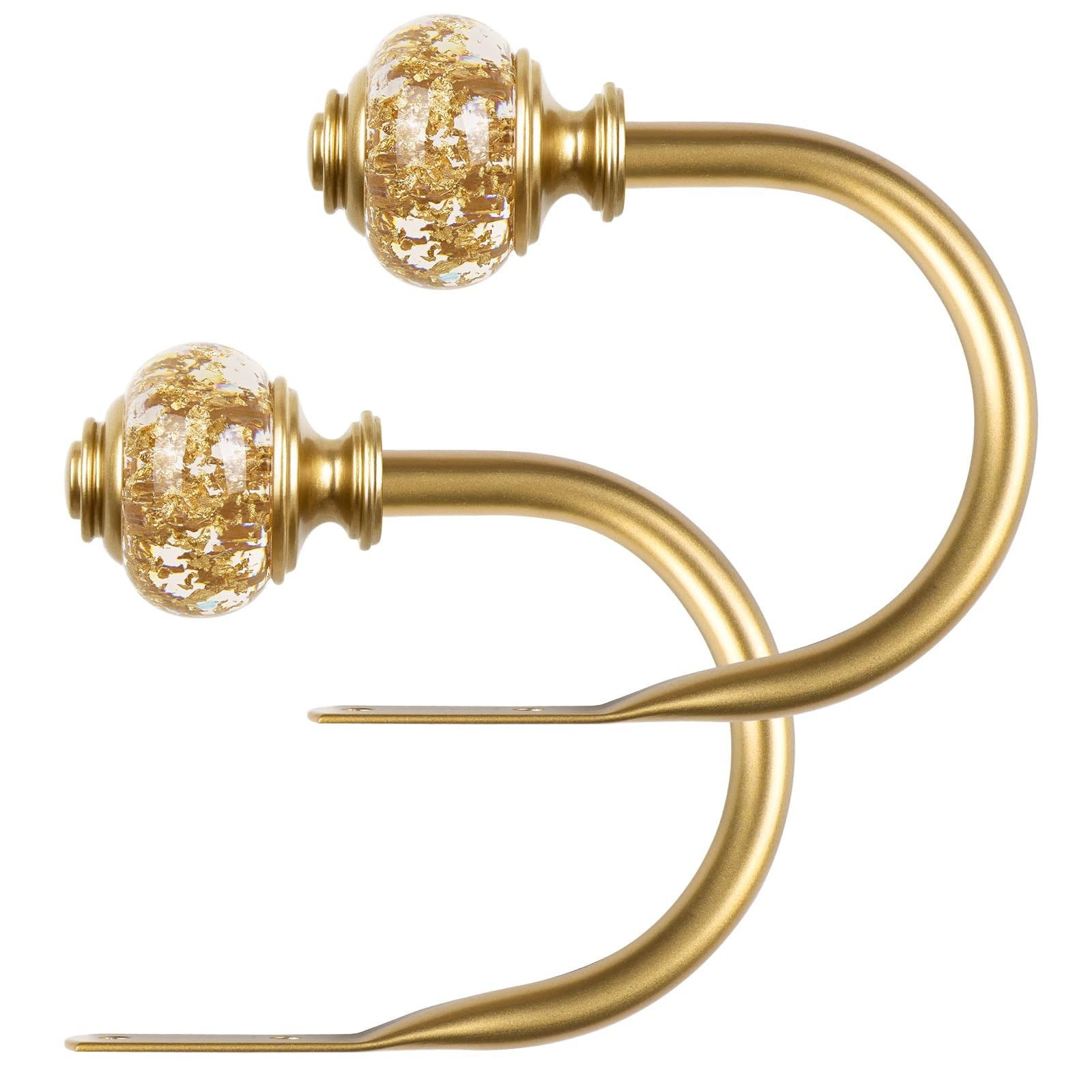 Curtain Tie Backs 2 Pack lbs Decorative Wall Hooks lbs Gold Translucent Finials