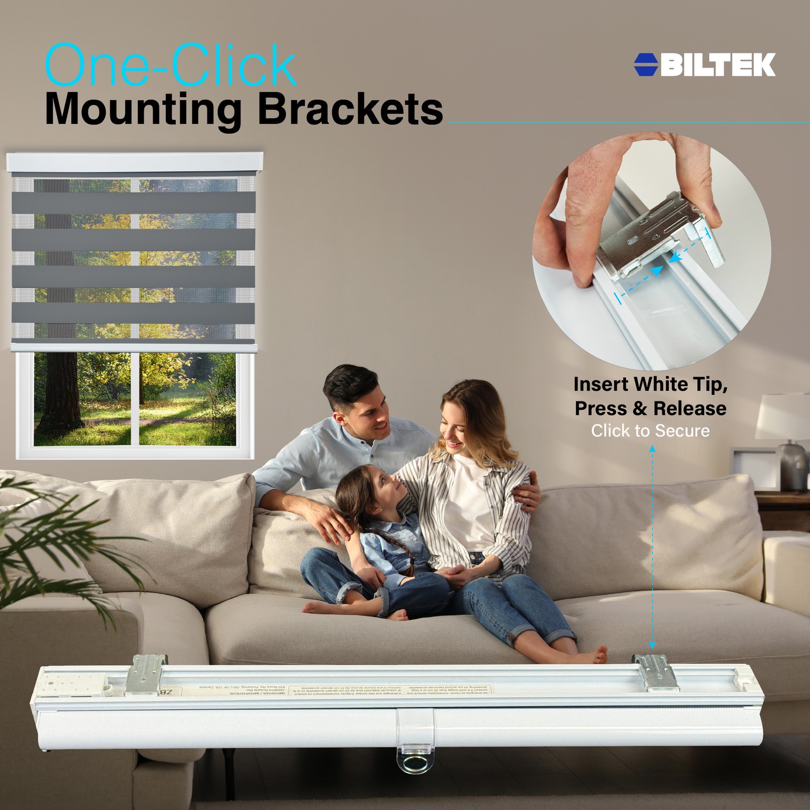 Cordless Zebra Roller Blinds Sheer Shades, Sheer or Privacy – Gray, 32″W X 72″H