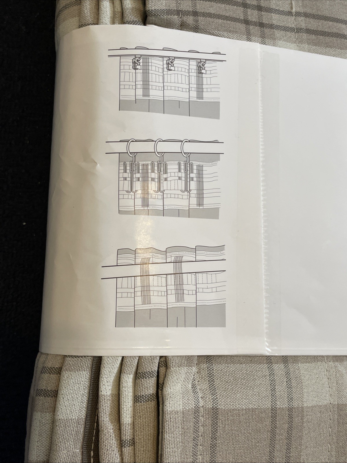 New IKEA HAGGVECKMAL 57″x 84″ Neutral Brown Plaid Curtain Panel Set 005.702.36