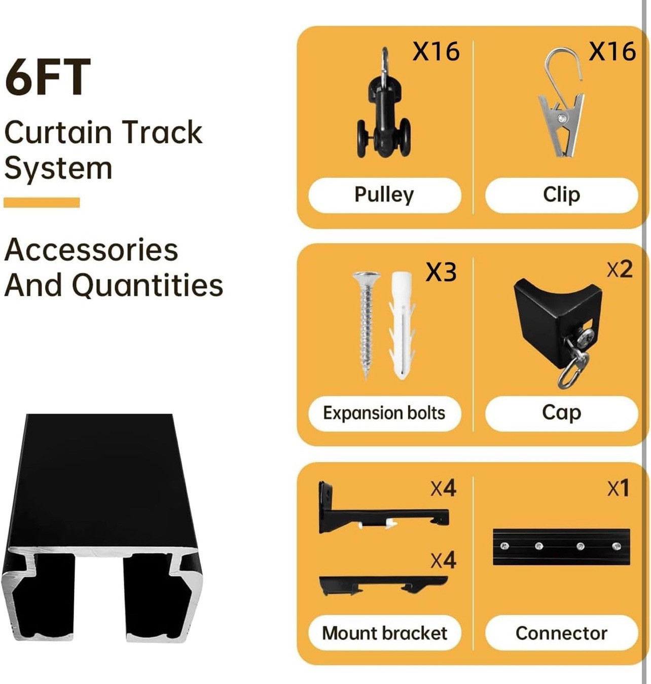 Ceiling Curtain Track Ceiling and Wall Mounted Heavy-Duty Curtains Rails 6ft.
