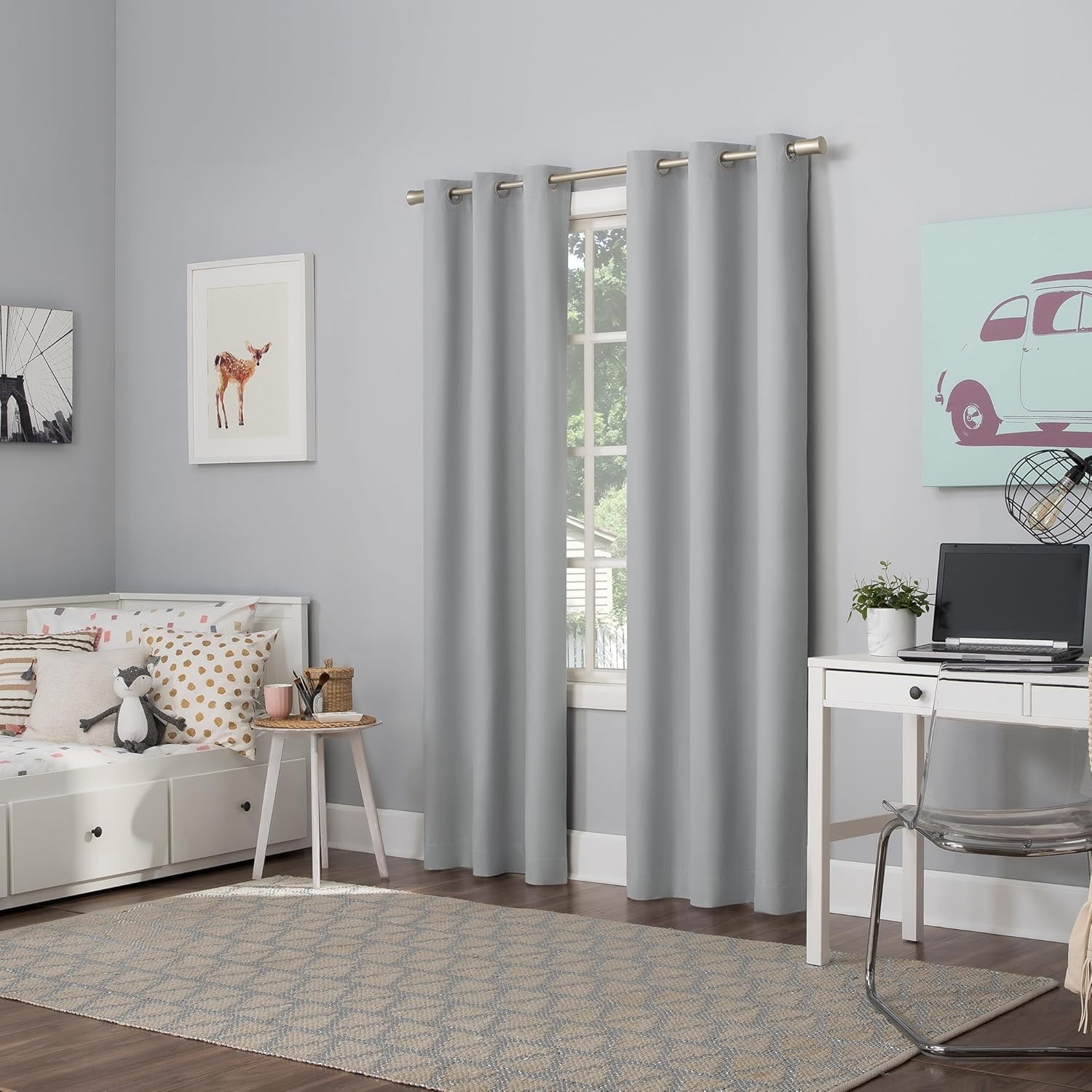 Sun Zero Blackout Harper Bright Vibes Grommet Curtain – One Panel Gray 40″ x 84″