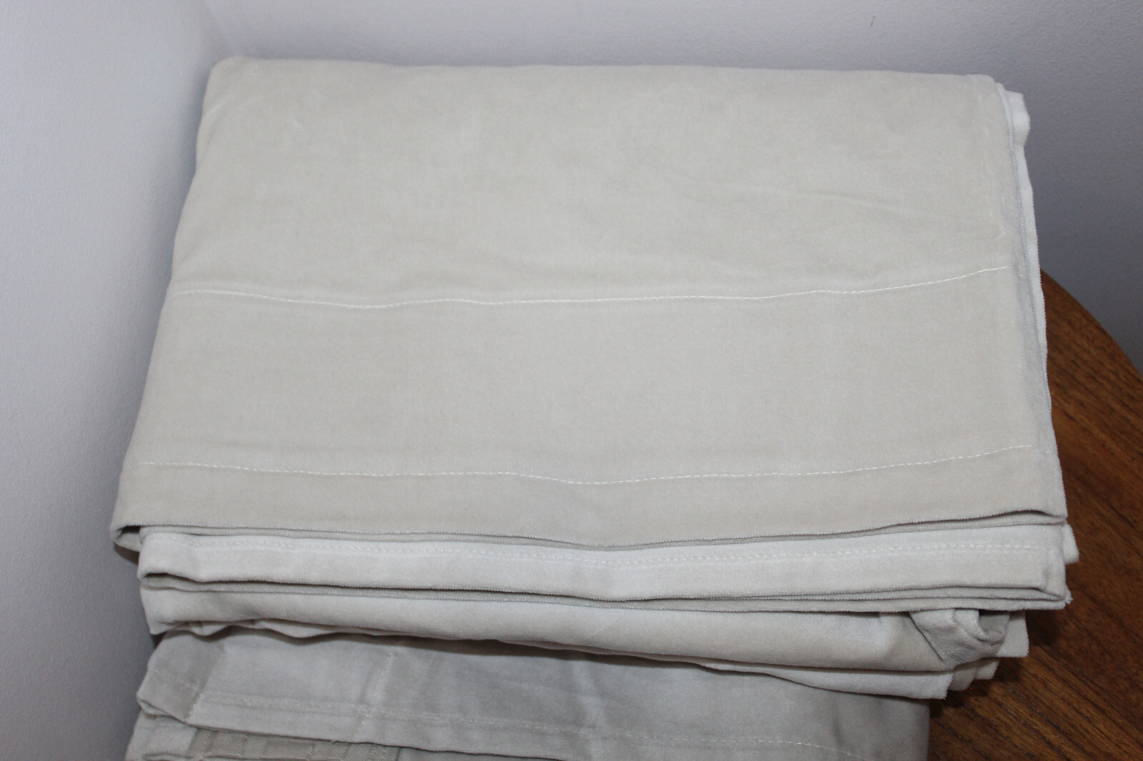 IKEA SANELA PANEL CURTAINS 1 PAIR 100% COTTON VELVET LIGHT BEIGE 55″x98″