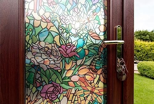 Privacy Window Film Self-Adhesive 17 by 78 Inch Vinyl Spring Chapel Tulia