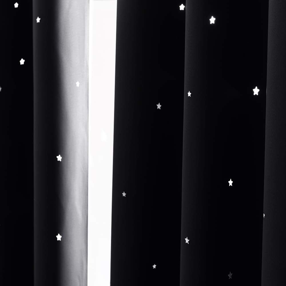 Dreamy Blackout Drapes with Star Patterns for Kids Room – 63in Length, 52in Wide