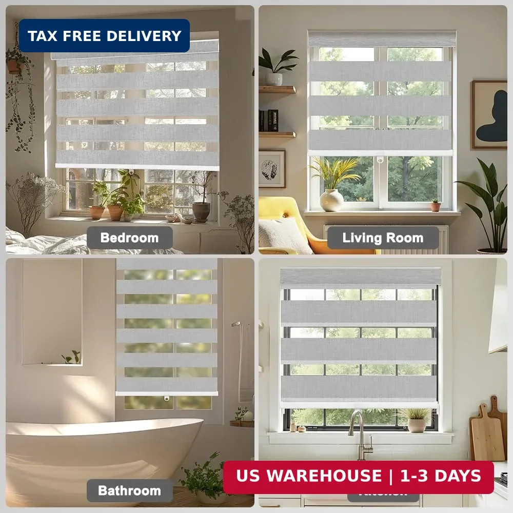 SEEYE Custom Size Cordless Zebra Blinds for Windows, 70% Shading Free-Stop Rolle