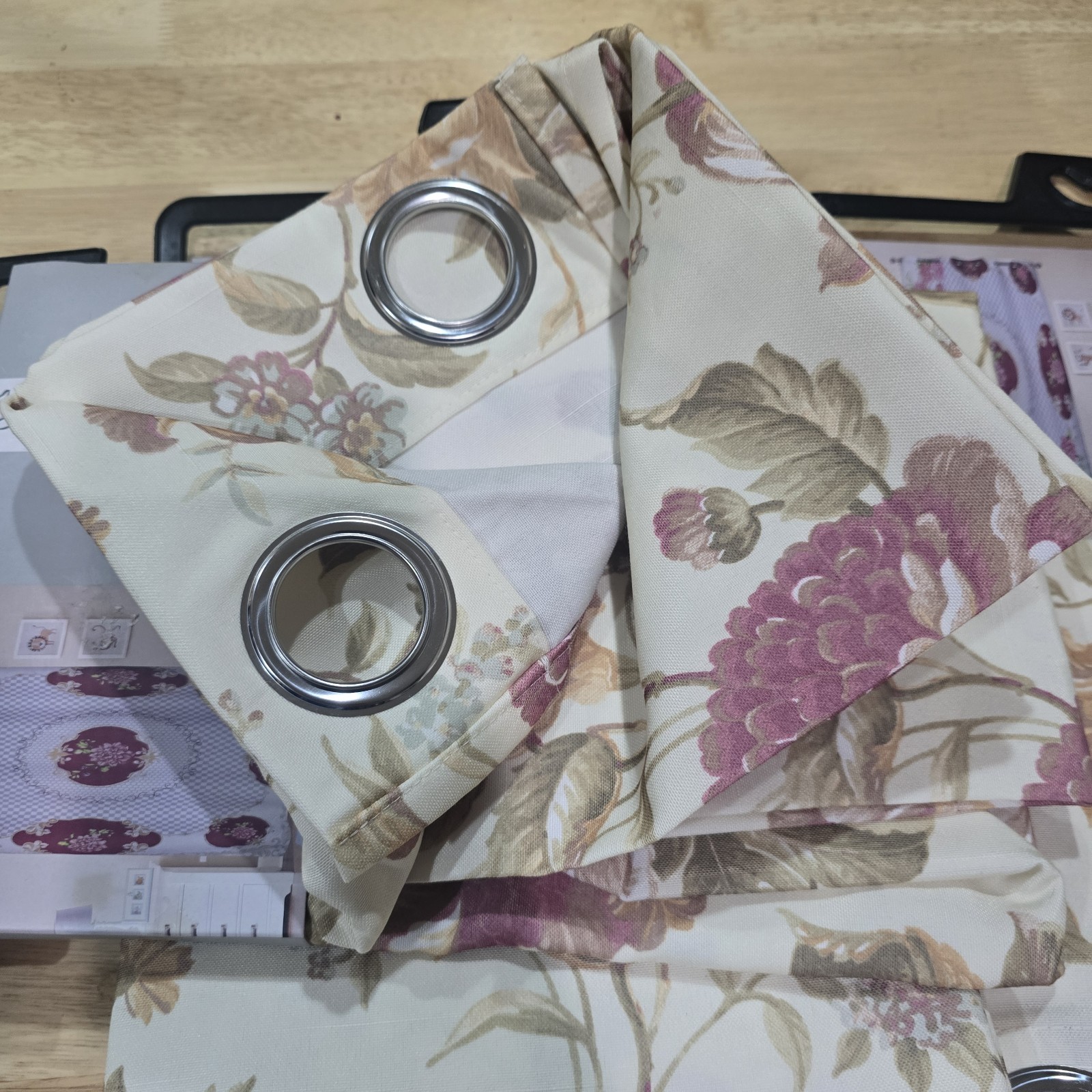 4 Pair of Royal Burgandy Eyelet Ring Strong material Curtain Sets of 2 54′ 84″