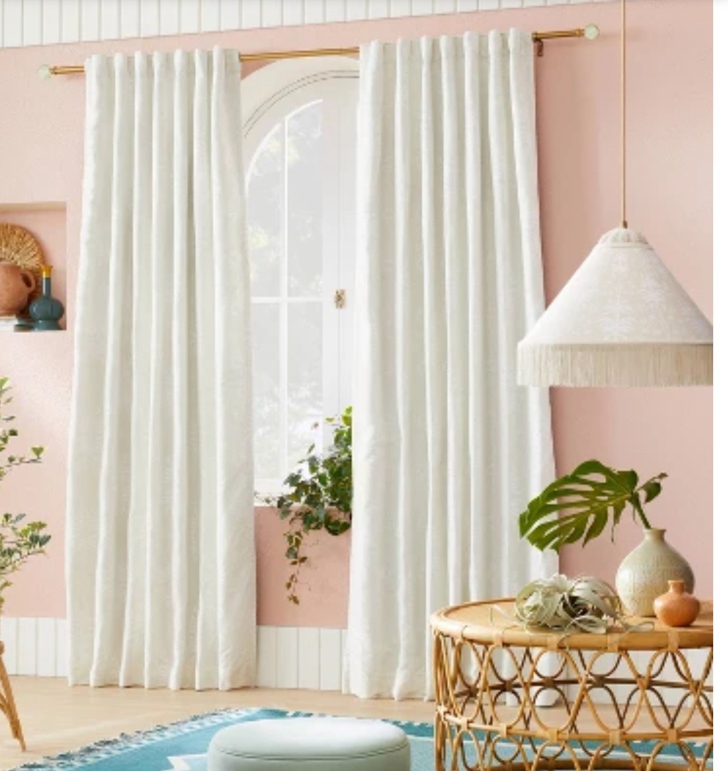 1pc 50″x63″ Blackout Opalhouse Palm Frond Chenille Jacquard Window Curtain cream