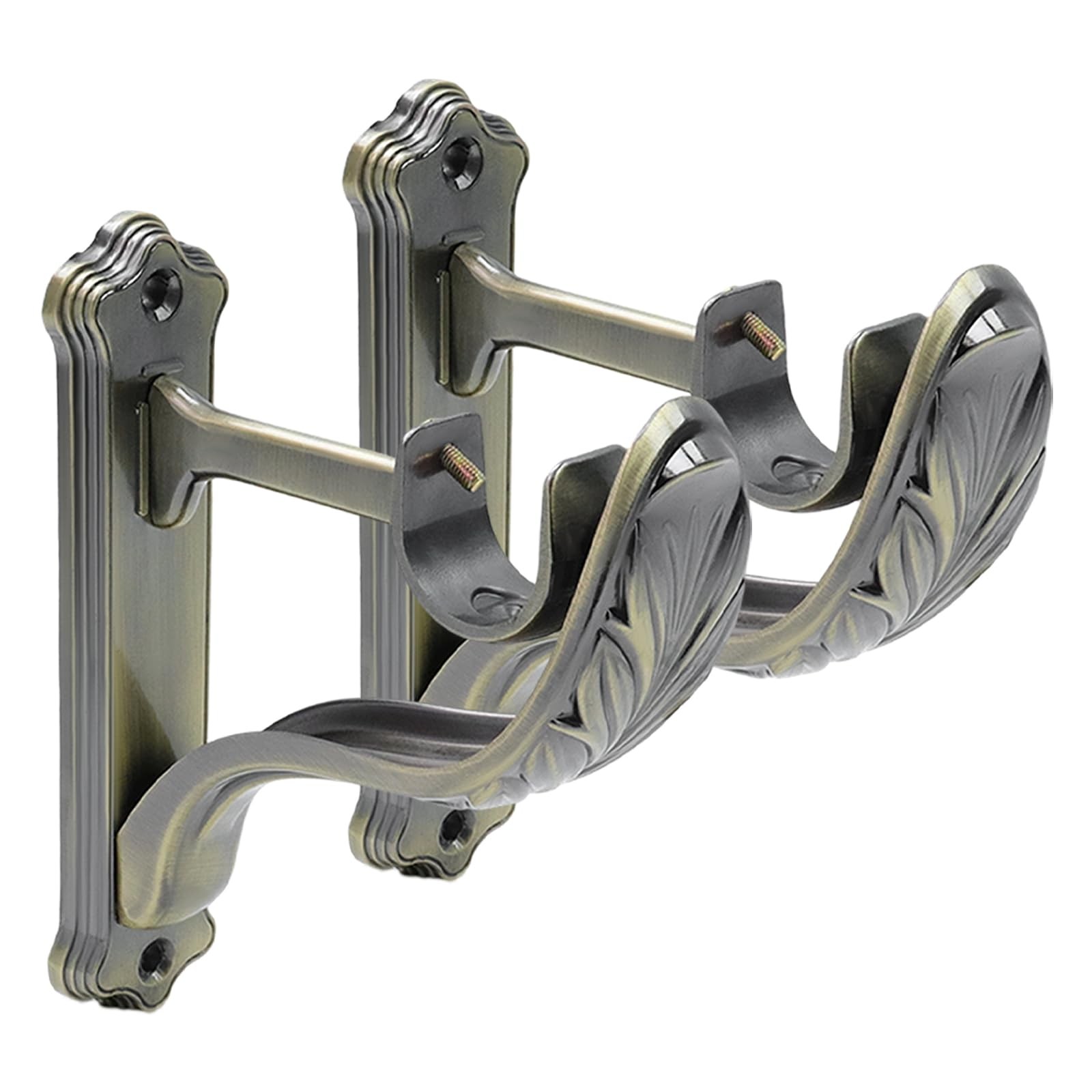 Tsnamay 2Pcs Curtain Rod Brackets Holders, Single Retro Wall Antique Bronze