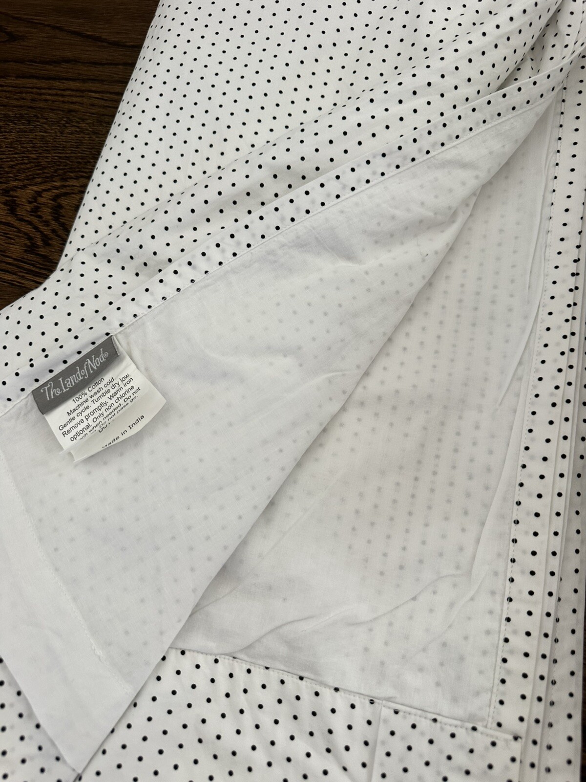 Set Of 3 The Land of Nod~White Cotton w/Black Polka Dots Curtain Panels 44×84”