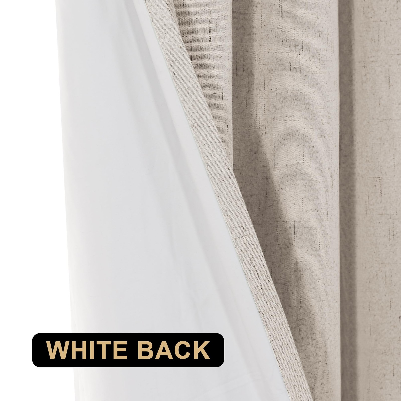 100% Blackout Linen Curtains for Bedroom 84 inches Length 2 Panels Set,Black …