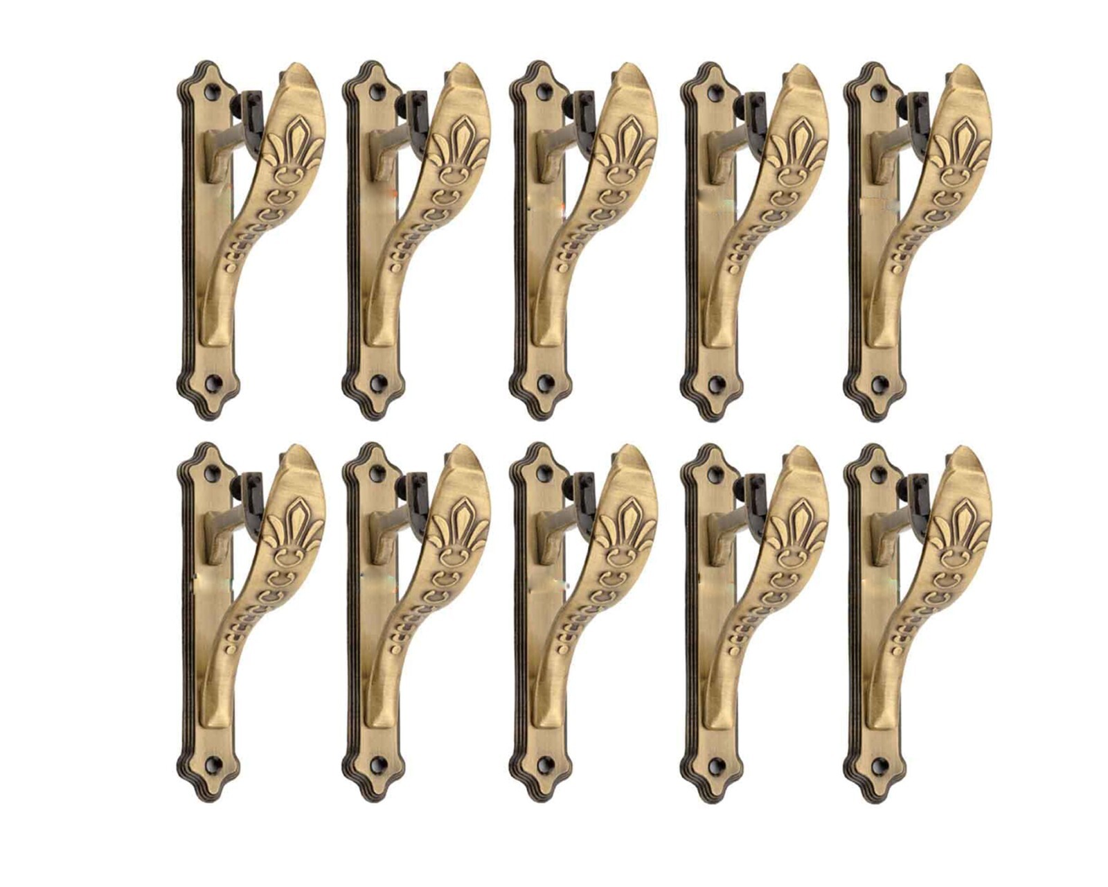 Antique Brass Curtain Supports Brackets for Door and Window 1 Inch Rod 10 Pcs