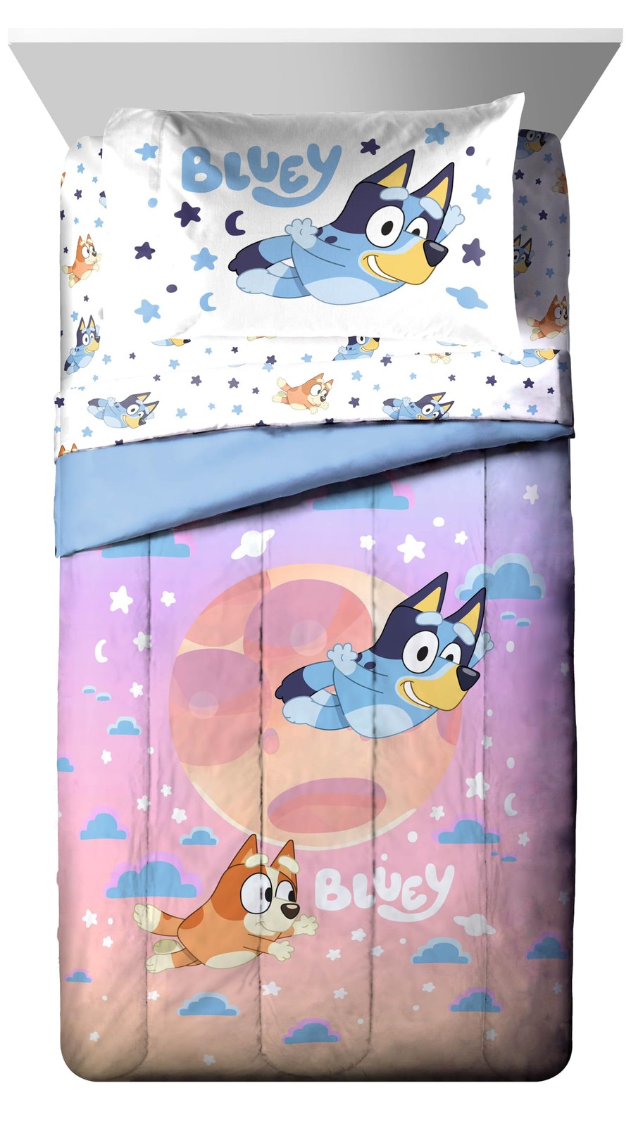Jay Franco Bluey & Bingo Full Comforter Set – 7 Piece Bed Full, Multi –