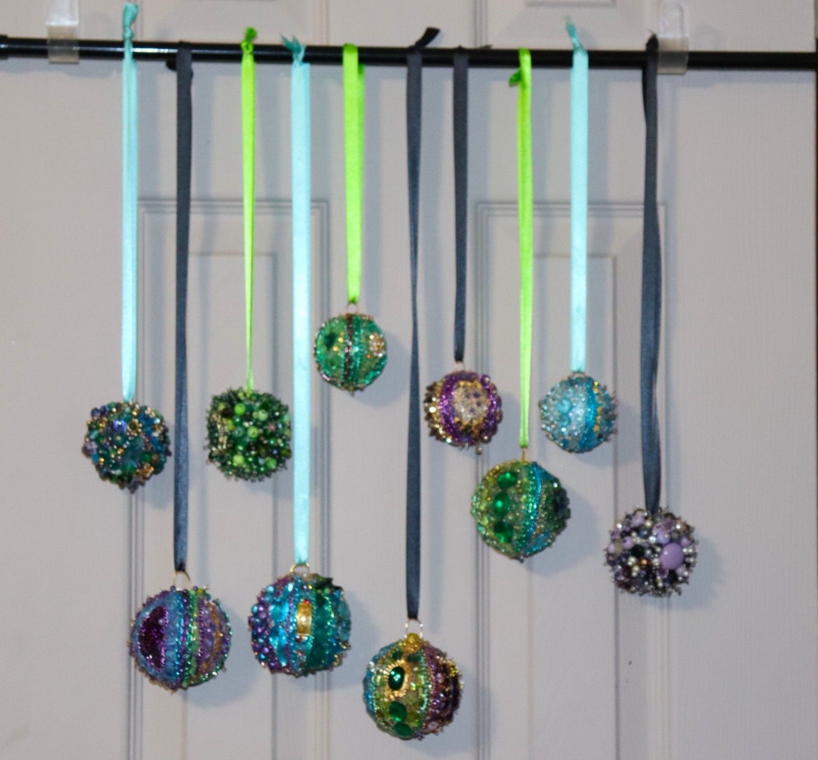 Jeweled Bejeweled Orb Curtain Set of 10 Peacock Colors Window Treatment